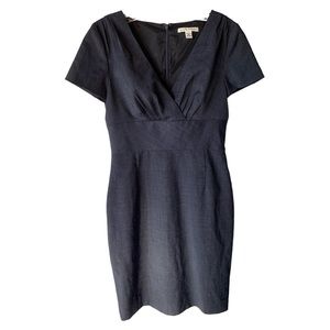 BR Wool black fully lined v neck sleeveless dress EUC size 2 Banana Repu…